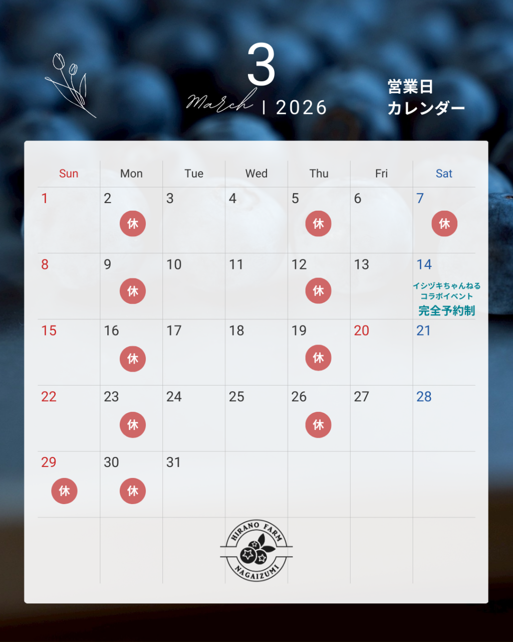 モノトーン シンプル 営業日 予約状況 カレンダー 2025年 11月 12月 Instagram投稿